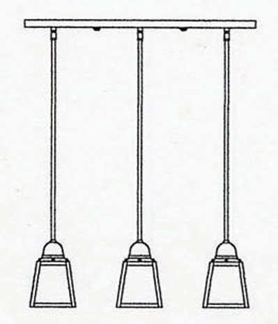 AICH-3 Arroyo Craftsman A-Line Shade Three-Light In-Line Hanging Pendant