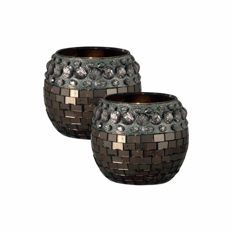 AV10670 Springdale 4H 2-Piece Egyptian Mosaic Art Glass Candle Holder