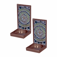 AV17034 Springdale 6H Sea Bubbles 2-Piece Mosaic Candle Holder Set (Candles Not Included)