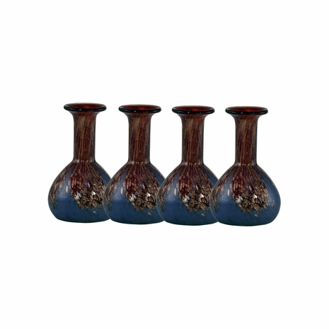 AV17057 Springdale 5H Crocia 4-Piece Hand Blown Art Glass Long Neck Mini Vase Set