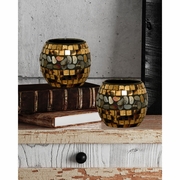 AV18263 Springdale 4H Cielo 4-Piece Mosaic Art Glass Candle Votive Set
