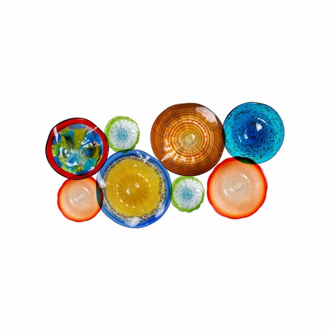 AW19169 Dale Tiffany Salford 8-Plate Hand Blown Art Glass Collage Wall Art Decor