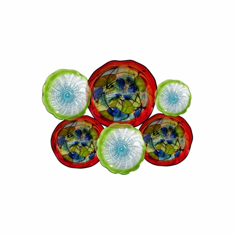 AW20029 Dale Tiffany Trapani 6-Plate Hand Blown Art Glass Collage Wall Art Decor