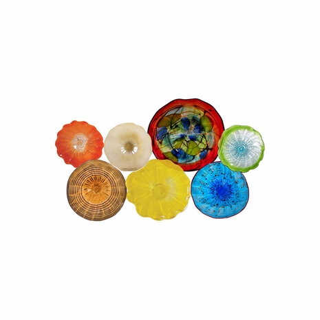 AW20032 Dale Tiffany Sherwood 7-Plate Hand Blown Art Glass Collage Decor