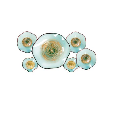 AW20299 Dale Tiffany Cavalier White Orange 6-Piece Hand Blown Art Glass Collage