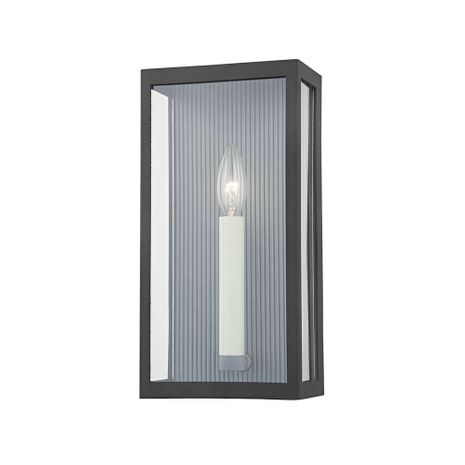 B1031-TBK/WZN Troy Lighting Vail 1Lt Exterior Wall Sconce with Texture Black/Weathered Zinc Finish