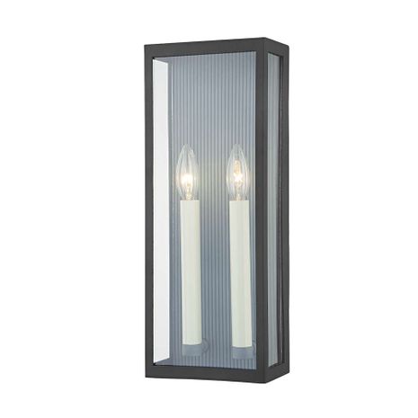 B1032-TBK/WZN Troy Lighting Vail 2Lt Exterior Wall Sconce with Texture Black/Weathered Zinc Finish