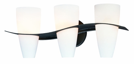 B1363GR Troy Lighting Wave 3 Light Bath in Graphite Finish