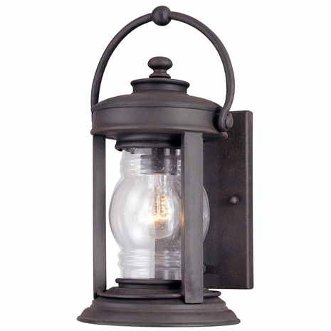 B1411NR Troy Exterior Station Square Natural Rust Small 1 Light Wall Lantern