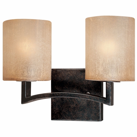 B1732ABZ Troy Interior Austin Sconce 2Lt Hand-Worked Iron Wall Mount Bath in Antique Bronze Finish