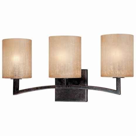 B1733ABZ Troy Interior Austin Sconce 3Lt Hand-Worked Iron Wall Mount Bath in Antique Bronze Finish