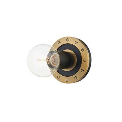 B2081-PBR/SBK Troy Lighting Teo Bath and Vanity 1 Lt with Patina Brass/Soft Black Finish