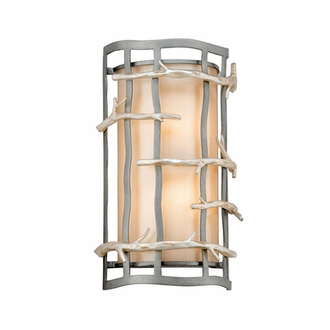 B2882 Troy Graphite & Silver Leaf Adirondack 2Lt Wall Sconce