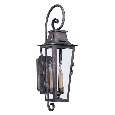 B2962 Troy Aged Pewter Parisian Square 2Lt Wall Lantern Medium