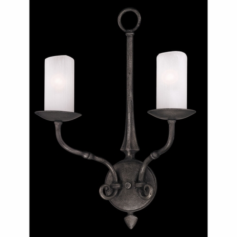 B3112 Troy Prescott Sconce Aged Pewter 2 Light Wall Sconce