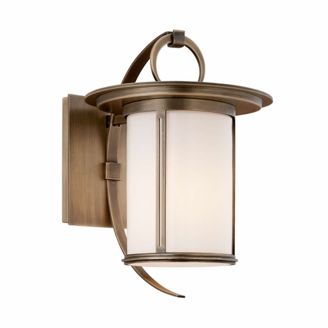 B3241 Troy Exterior Wright Antique Brass Small 1 Light Wall Lantern