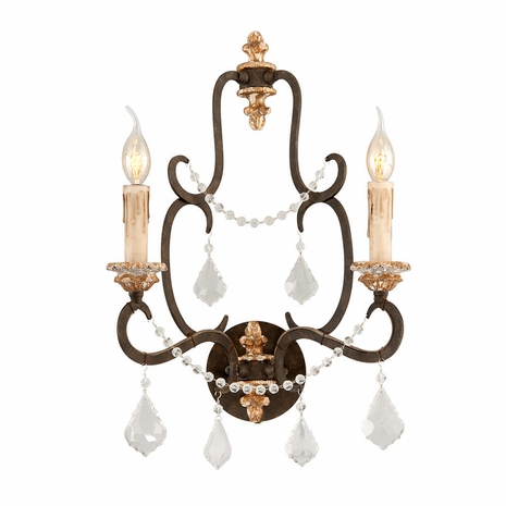 B3512-PZ/DG Troy Lighting Bordeaux 2Lt Wall Sconce with Parisian Bronze Finish
