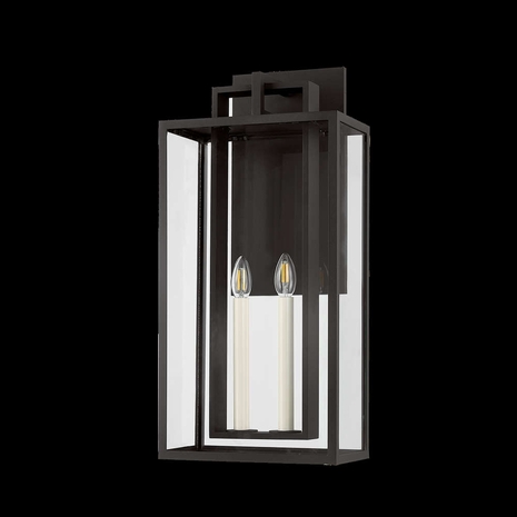 B3626-TBK Troy Lighting Amire 2Lt Exterior Wall Sconce with Textured Black Finish