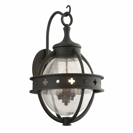 B3683 Troy Hand-Worked Iron Exterior Mendocino 4Lt Wall Lantern Large with Forged Black Finish