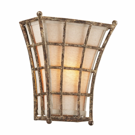 B3781 Troy Interior Left Bank Sconce 1Lt Hand-Worked Iron Wall Mount in Coastal Rust Finish