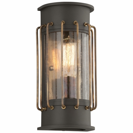 B4661 Troy Exterior Cabot 1Lt Wall Small with Bronze With Historic Brass Finish