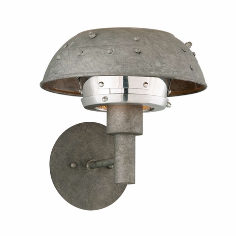 B4731 Troy Hand-Worked Iron Interior Aviation Gray Vintage Aluminum Idlewild 1Lt Wall Sconce