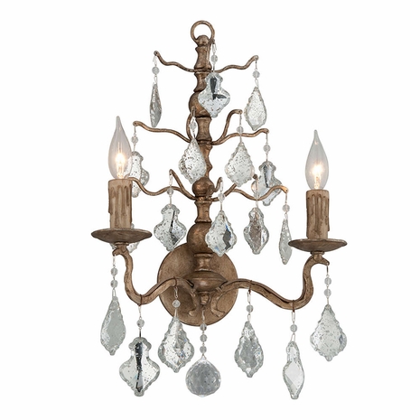 B4742 Troy Hand-Worked Iron Interior Sienna 2Lt Wall Sconce with Vienna Bronze Finish