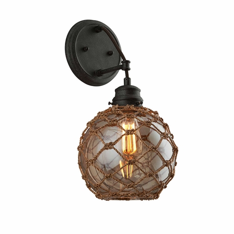 B4751 Troy Hand-Worked Iron Interior Outer Banks 1Lt Wall Sconce with Shipyard Bronze Finish