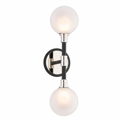 B4822-TBK/PN Troy Lighting Andromeda 2Lt Wall Sconce with Textured Black & Polish Nickel Finish