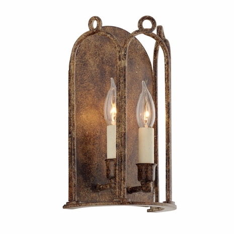 B4832 Troy Hand-Worked Iron Interior Carousel 2Lt Wall Sconce with Provence Bronze Finish