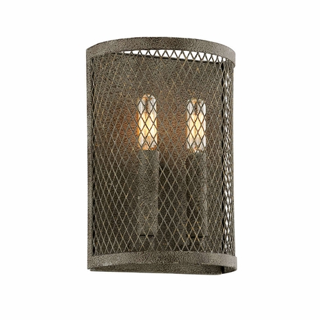 B4842 Troy Hand-Worked Iron Interior Village Tavern 2Lt Wall Sconce with Old Tavern Iron Finish