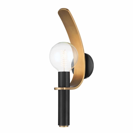 B6091-PBR/SBK Troy Lighting Bishop 1Lt Wall Sconce with Patina Brass/Soft Black Finish