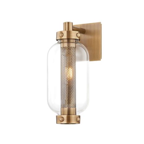 B7034-PBR Troy Lighting Atwater 1Lt Exterior Wall Sconce with Patina Brass Finish