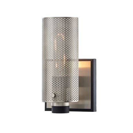 B7111 Troy Lighting Pilsen 1Lt Wall Sconce with Carbide Blk W Satin Nickel Accents Finish
