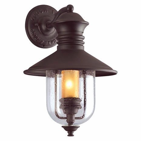 B9360NB-D Troy Exterior Old Town Natural Bronze Medium 1 Light Dark Sky Wall Lantern
