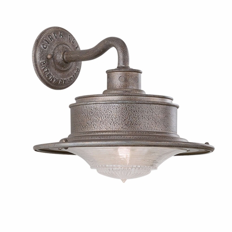 B9391OG Troy Hand-Forged Iron Exterior South Street 1Lt Wall Downlight Medium with Old Galvanized Finish