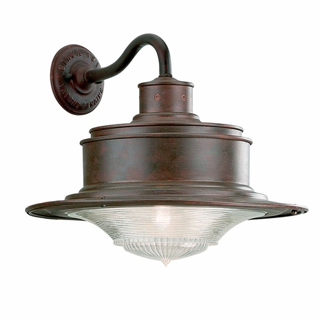 B9392OR Troy Hand-Forged Iron Exterior South Street 1Lt Wall Downlight Large with Old Rust Finish