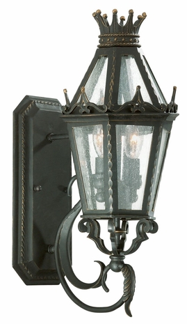 B9451FBK Troy Lighting Medici 2 Light Wall Lantern in Forged Black Finish