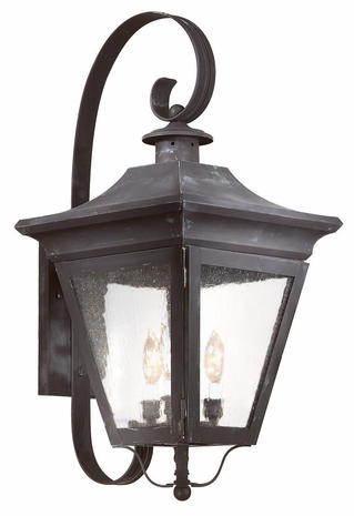 BCD8933CI Troy Solid Brass Exterior Oxford 3Lt Wall Lantern Large with Charred Iron Finish