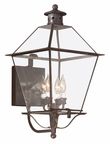 BCD8957CI Troy Solid Brass Exterior Montgomery 4Lt Wall Lantern Extra Large with Charred Iron Finish