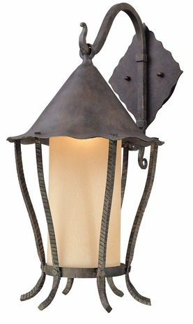 BF1423VA Troy Hand-Forged Iron Exterior Nottingham 1Lt Wall Lantern Fluorescent Large with Antique Verde Finish