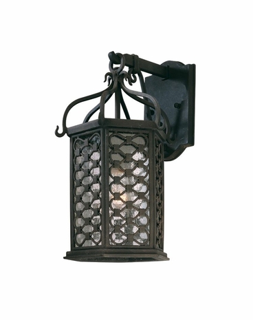 BF2372OI Troy Hand-Worked Iron Exterior Los Olivos 1Lt Wall Lantern Fluorescent Small with Old Iron Finish