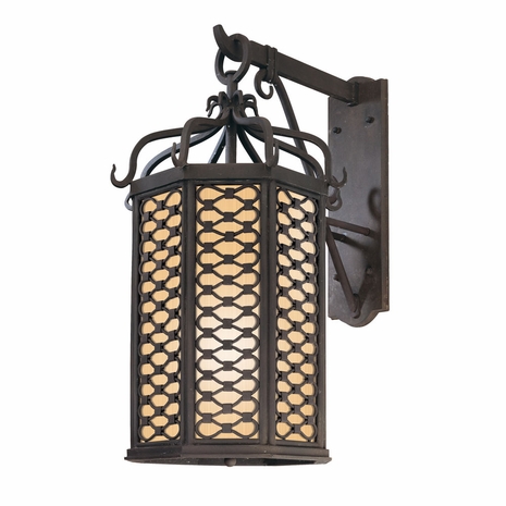 BF2374OI Troy Hand-Worked Iron Exterior Los Olivos 1Lt Wall Lantern Fluorescent Large with Old Iron Finish