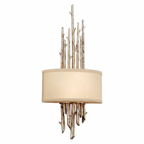 BF2892 Troy Hand-Worked Iron Interior Adirondack 1Lt Wall Sconce with Silver Leaf Finish
