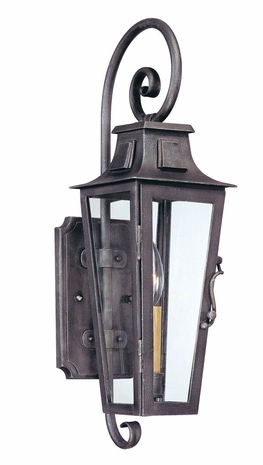 BF2961 Troy Hand-Forged Iron Exterior Parisian Square 1Lt Wall Lantrern Fluorescent Small with Aged Pewter Finish