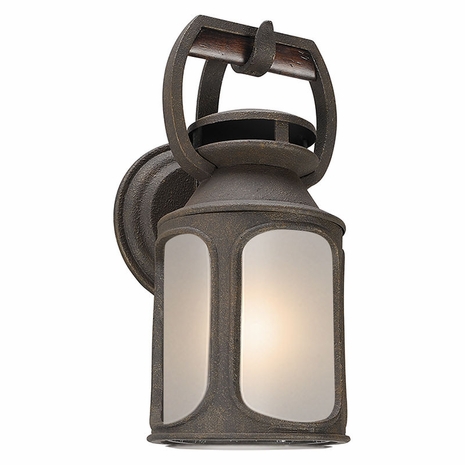 BF4511 Troy Solid Aluminum And Wood Exterior Old Trail 1Lt Wall Flourescent Small with Centennial Rust Finish