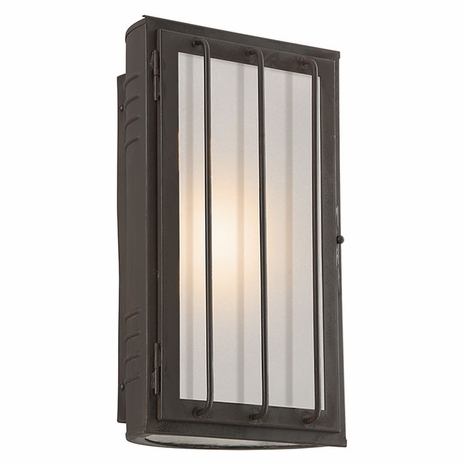 BF4683CB Troy Solid Brass Exterior Joplin 1Lt Wall Flourescent Large with Charred Bronze Finish