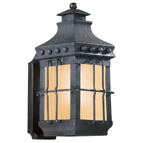BF8970NB Troy Hand-Forged Iron Exterior Dover 1Lt Wall Lantern Fluorescent Small with Natural Bronze Finish