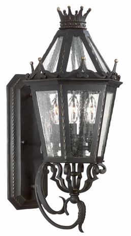 BF9452FBK Troy Lighting Medici 1 Light Wall Lantern Fluore in Forged Black Finish