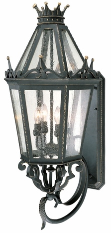 BF9454FBK Troy Lighting Medici 1 Light Wall Lantern Fluore in Forged Black Finish